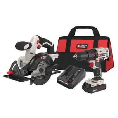 Lithium Ion Cordless Combo Drill Saw Set Of 2 Driver Kit Circular With Case Home