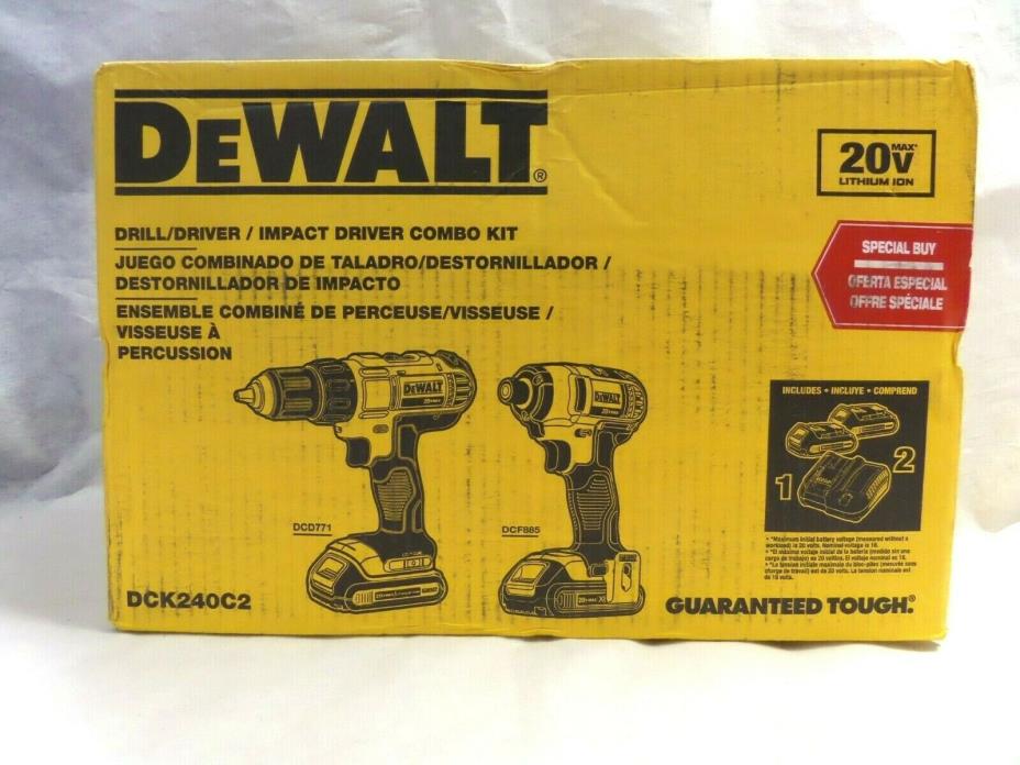 ?New - Sealed? DEWALT DCK240C2 20V MAX Drill/Driver & Impact 2-Tool Combo Kit