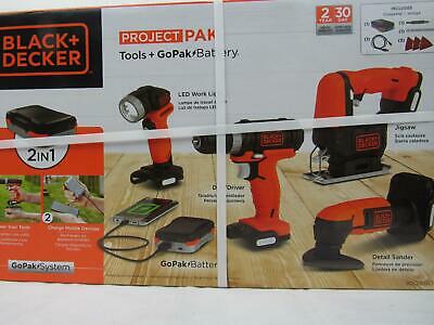 Black & Decker Project PAK 3 tools Drill/Jigsaw/Sander +Work light GoPak Battery