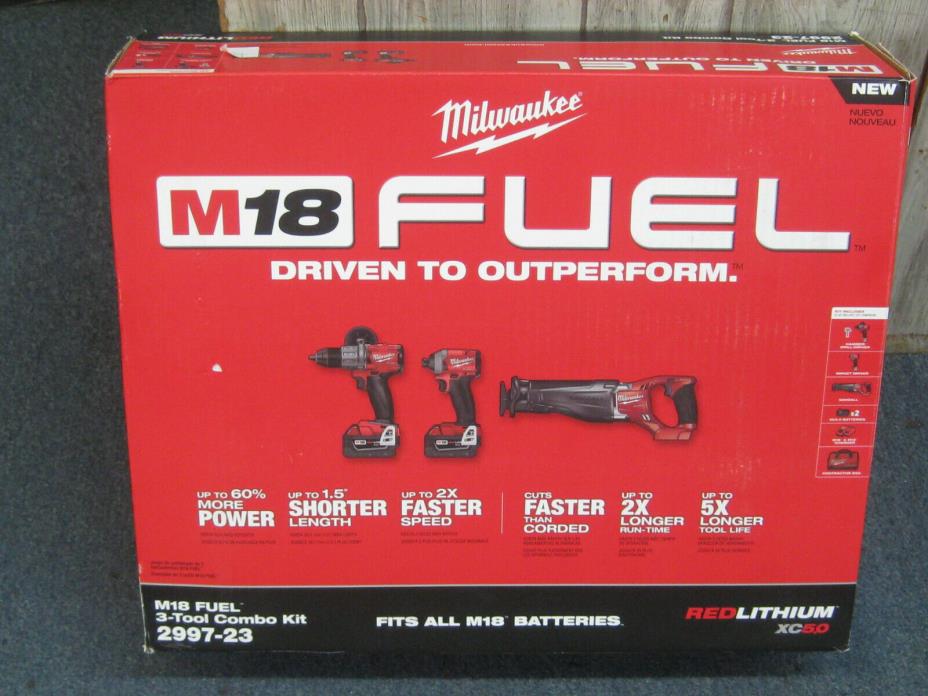 Brand New Milwaukee M18 Fuel Brushless 3-Tool Combo Kit 2997-23