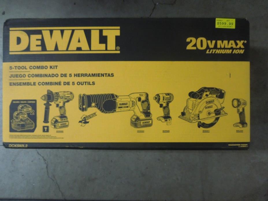 DEWALT 20V Max Li-Ion Cordless Combo Kit (5-Tool) DCK590L2  BRAND NEW