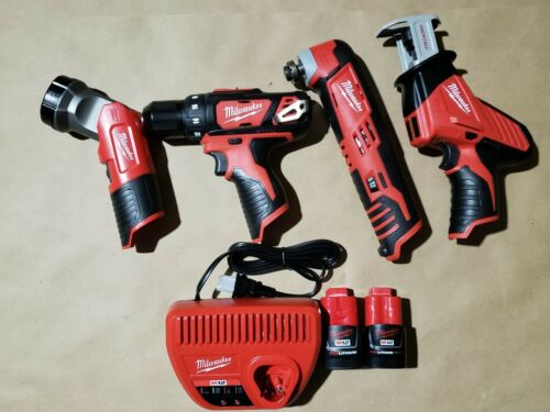 Milwaukee M12 4-Tool Drill Driver/Multitool/HackSaw/Flashlight Combo Kit Set