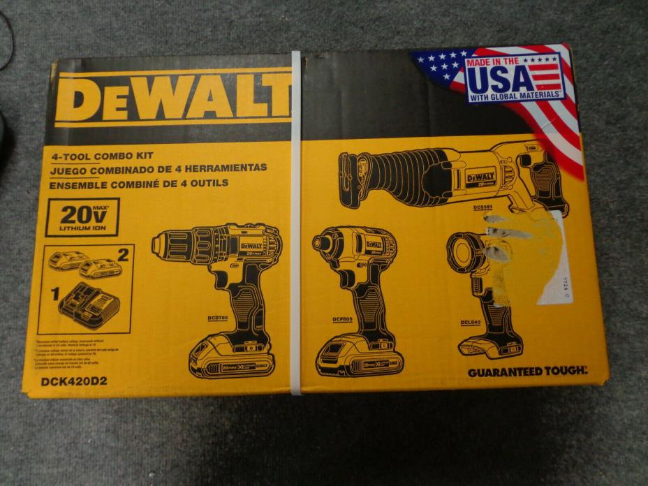 NEW! DEWALT DCK420D2 20V Cordless Lithium-Ion 4-Tool Combo Kit FREE SHIPPING!