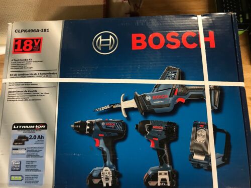 Bosch 18V Cordless Lithium-Ion 4-Tool Combo Kit CLPK496A-181 NEW IN BOX!