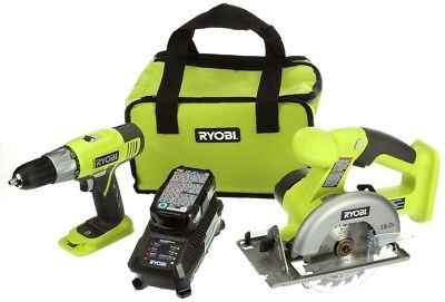 Ryobi Drill Circular Saw Combo Kit Cordless 18V Lithium-Ion Brushed Motor 2-Tool