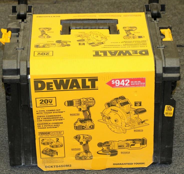 DeWALT Model DCKTS450M2 20V MAX 4-Tool Combo Kit W/ Tough System Case New Sealed