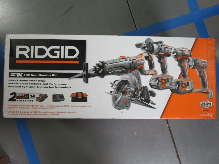 Ridgid 18v 5-pc Combo Kit R9652 BRAND NEW