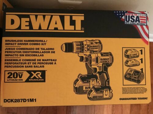 BRAND NEW DEWALT DCK287D1M1 20V HAMMER DRILL IMPACT KIT XR BRUSHLESS