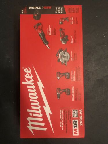 Milwaukee 2696-26 M18 18V 6-Tool Cordless Combo Kit Brand New.