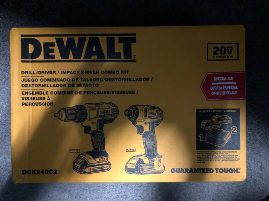 DEWALT 20V MAX Li-Ion Drill Driver/Impact Driver Kit DCK240C2 - Free Shipping