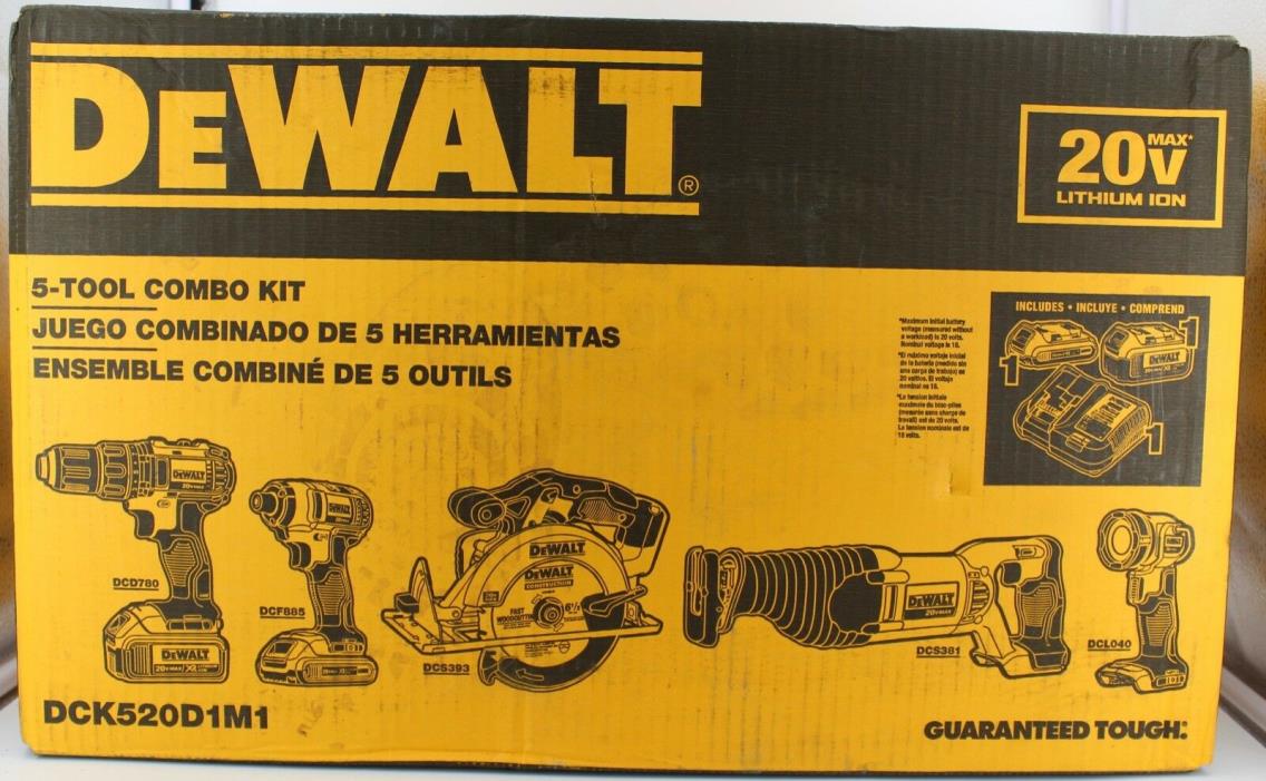 DeWalt DCK520D1M1 20V Max Cordless 5-Tool Combo Kit NEW
