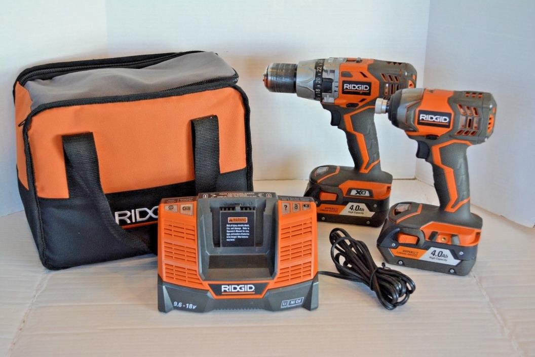 RIDGID 18V Combo Kit - Drill R8611501 & Impact Driver R86034 2 Batteries/Charger