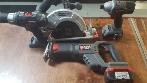 Porter Cable 18v Lithium NiCd Drill/Driver Sawzall Impact Circular Saw Tool Set