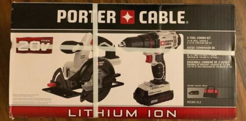 Porter-Cable 20V Max Li-Ion Drill Driver & Circular Saw Combo Kit PCCK605L2 New