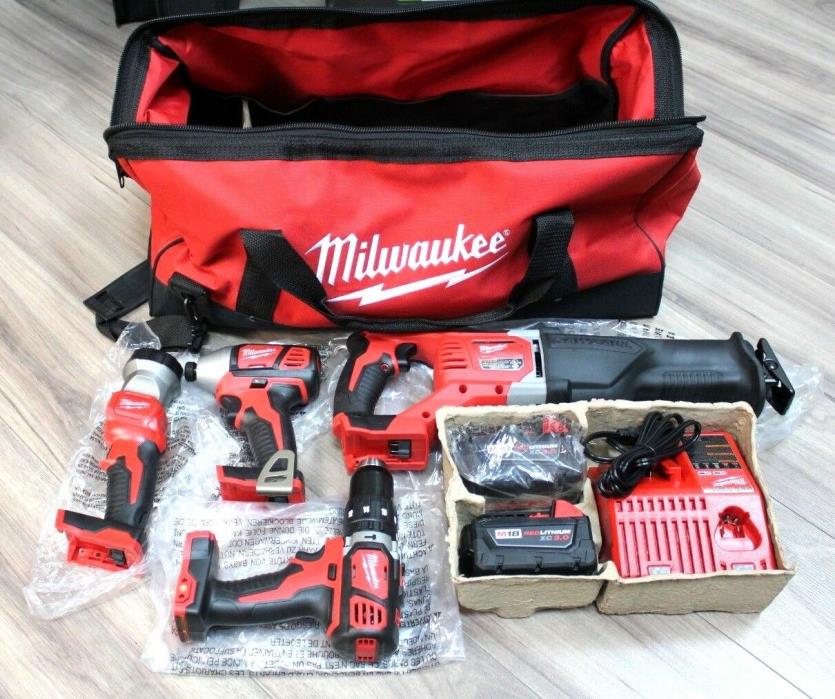 M18 18-Volt Lithium-Ion Cordless Combo Tool Kit (4-Tool) with (2) 3.0Ah Batts