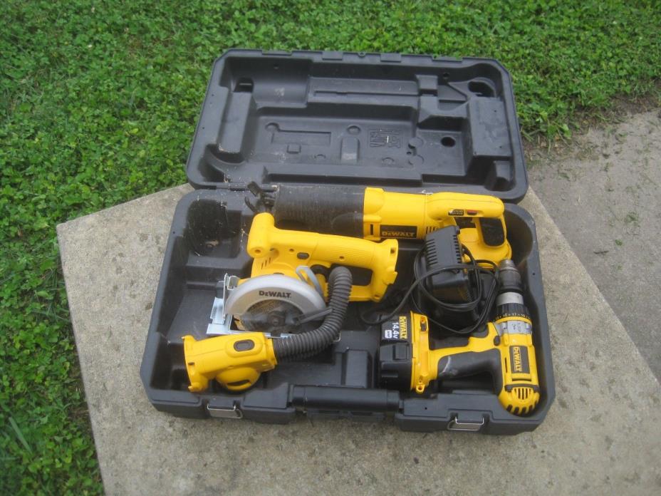 DeWalt 14.4v Tool Kit and Case - Drill, Saw, Recip Saw, Light, Charger, Case