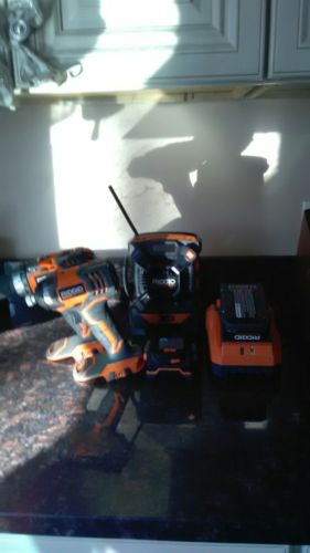 Rigid R86034/R86008 fuego Drill,impact drill radio 2 battery+ charger combo kit