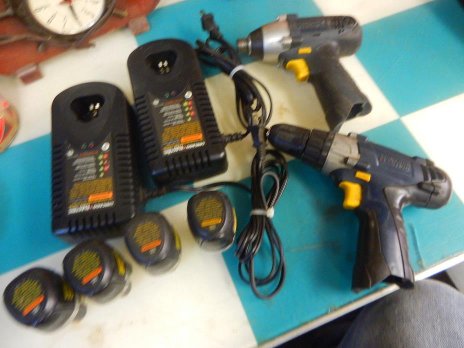 CHICAGO ELECTRIC 1 DRILL & 1 IMPACT DRIVER 2 CHARGES 4 BATTERIES 12V LITHIUM
