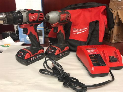 Milwaukee Drill/Impact M18 Combo Set 2 Batteries, Charger Bag Free Shipping