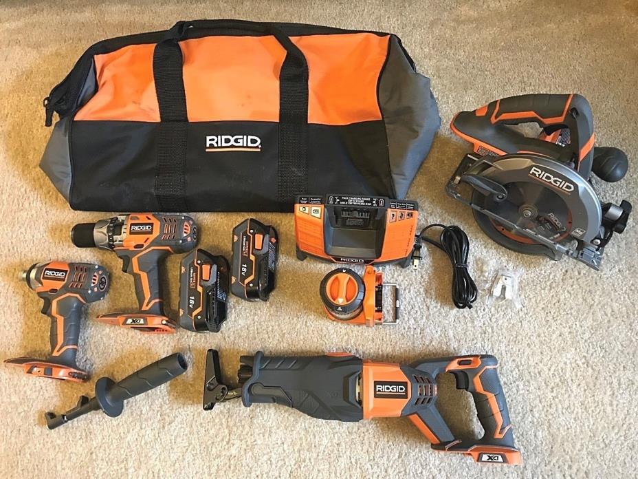 RIDGID X4 18V Hyper Lithium-Ion Cordless Combo (5-Tool) Kit R9651, 40653