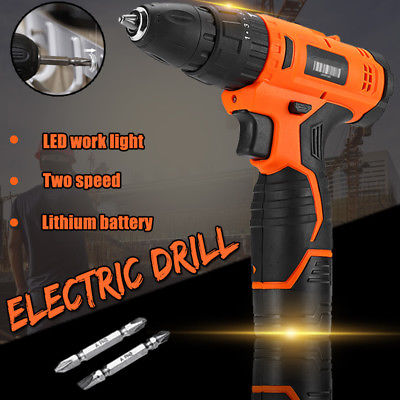 12V Cordless Electric Drill Rechargeable 1.3Ah Li-Battery w/ Battery 2 Speed US
