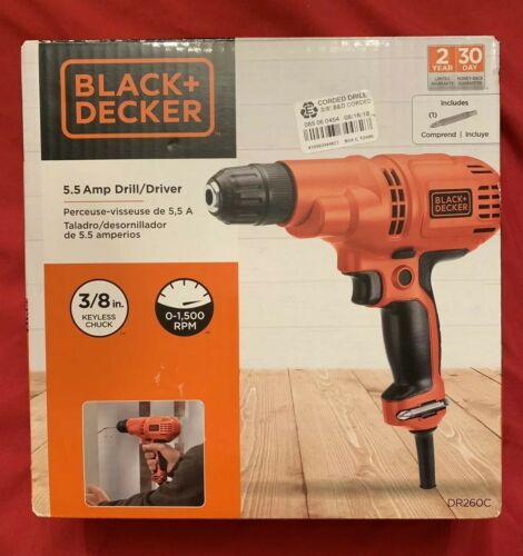 BLACK+DECKER 3/8-Inch 5.2 Amp Corded Drill Driver Tool - New