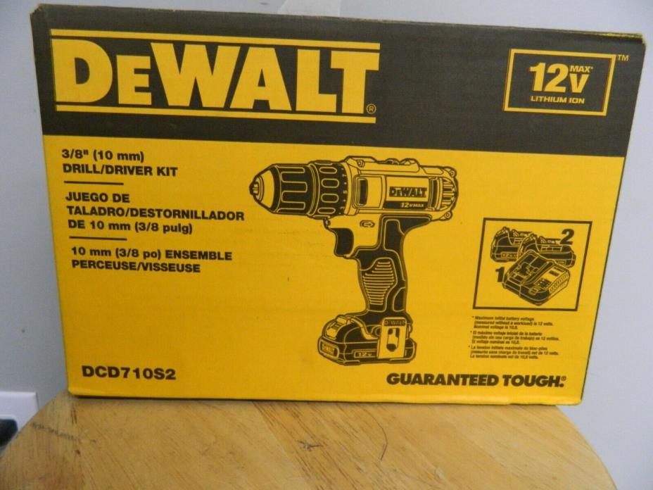 NEW! Dewalt DCD710S2 12-Volt Max 3/8-Inch Drill Driver Kit