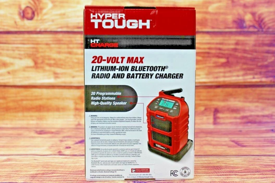 New in Box Hyper Tough 20-Volt Lithium-ion Jobsite Radio and Batterty Charger