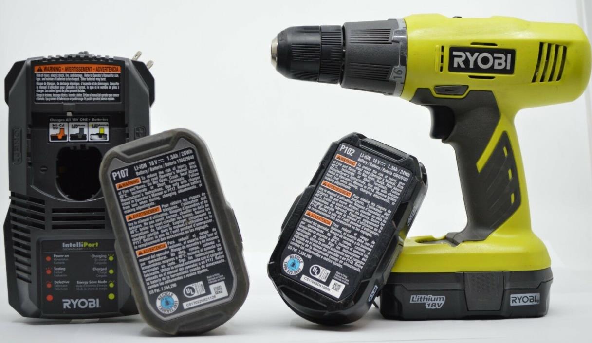 P209 Ryobi 18v 2-speed Drill Driver +2 P102 Batteries+P107 Battery+ P119 Charger