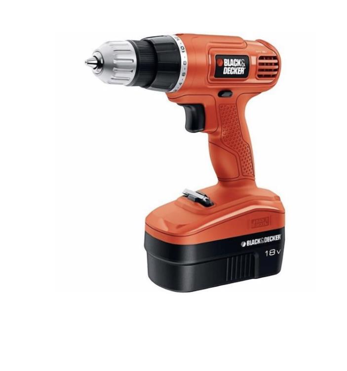 Cordless Drill-Driver Genuine BLACK+DECKER GC1801 18-Volt Ni-Cad Keyless Durable