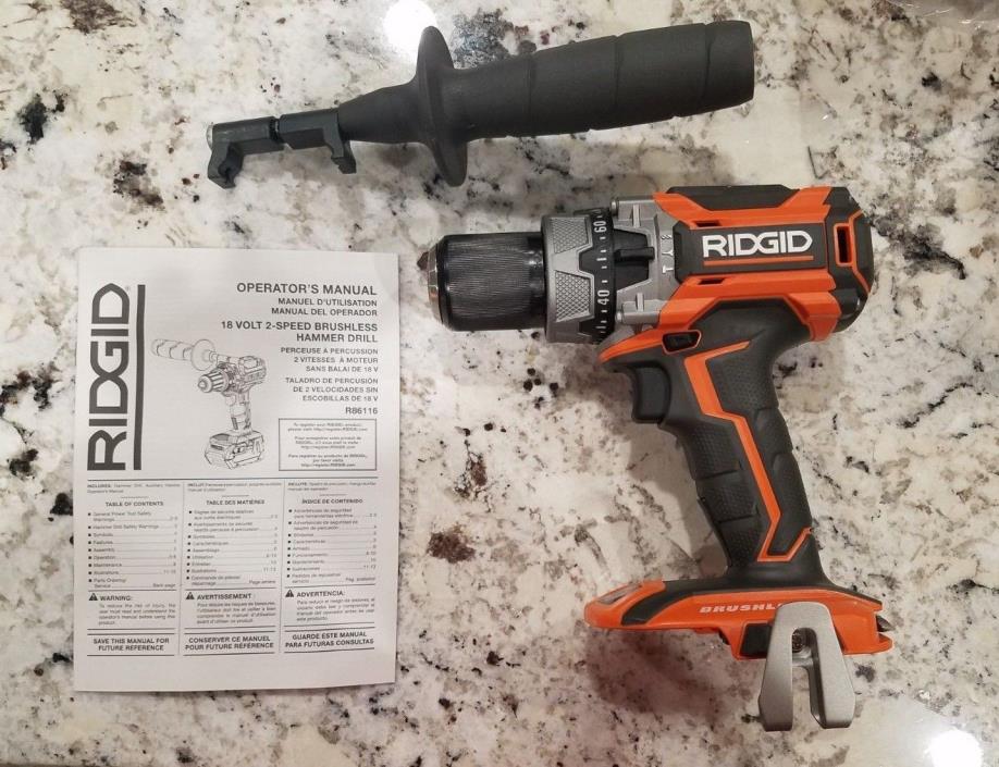 New Ridgid GEN5X 18 Volt Lithium Ion Brushless Hammer Drill R86116 BARETOOL ONLY