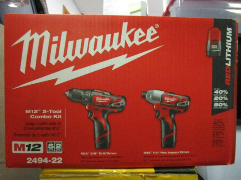 Milwaukee M12 2-Tool Combo Kit 2494-22 BRAND NEW