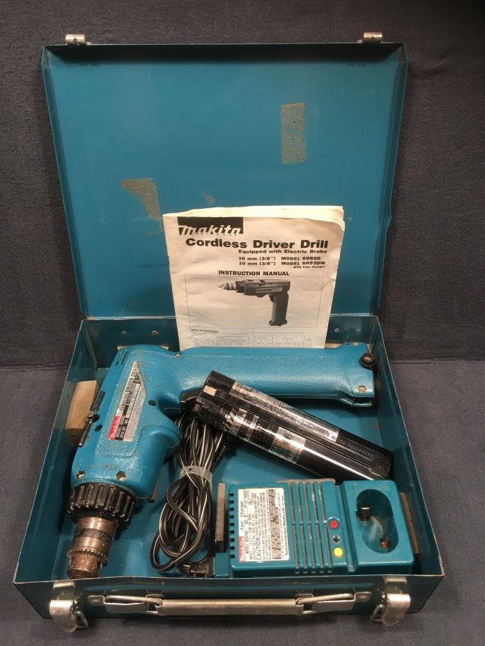WORKING Makita Cordless Driver Drill 6093D 9.6V DC Battery, Charger, Case, Key