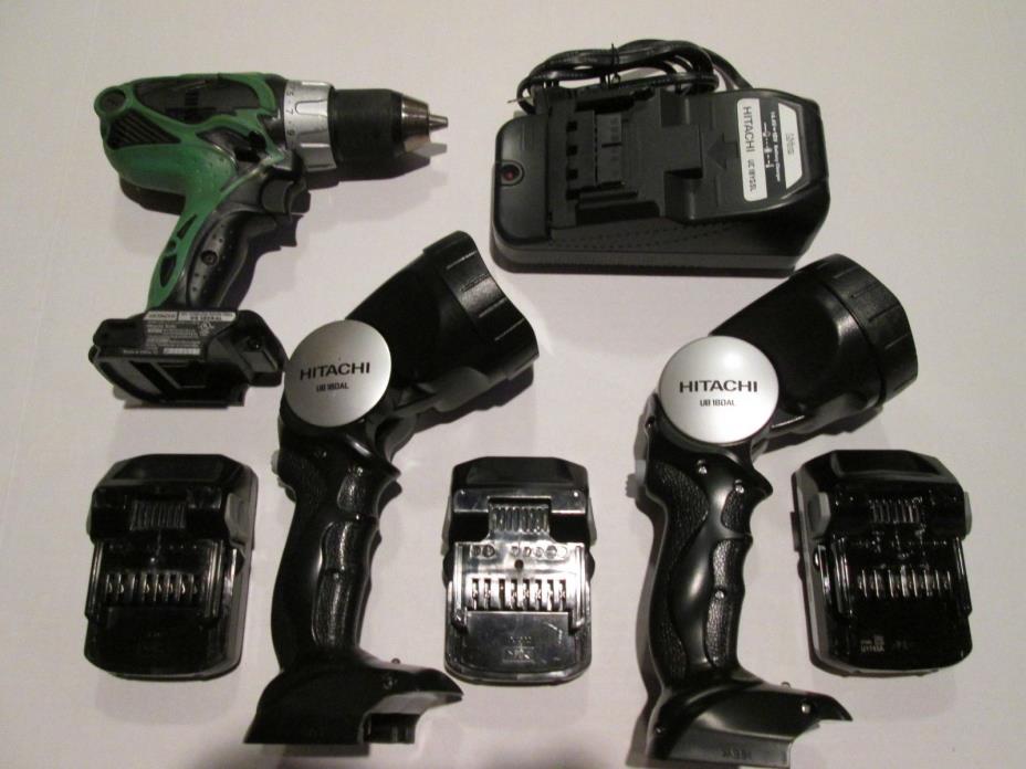 Hitachi DS18DSAL Lithium Ion Driver Drill,  2 Flashlights, 3 Batteries, Charger