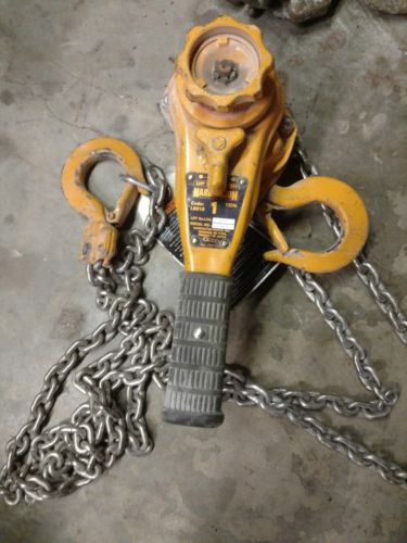 HARRINGTON LEVER 1 TON CHAIN HOIST GREAT SHAPE & clevises