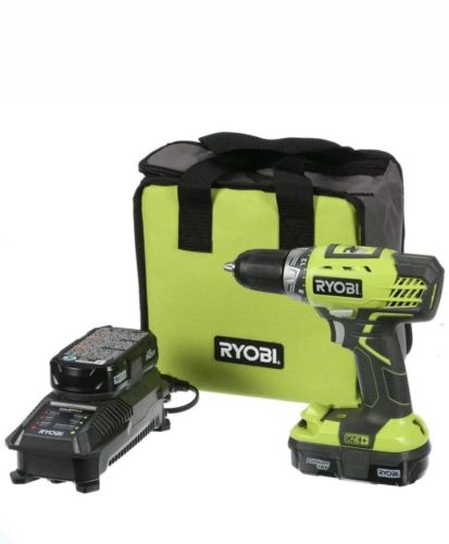 Ryobi 18V Cordless Drill Kit Compact Driver LED Light Charger Battery Bag Set