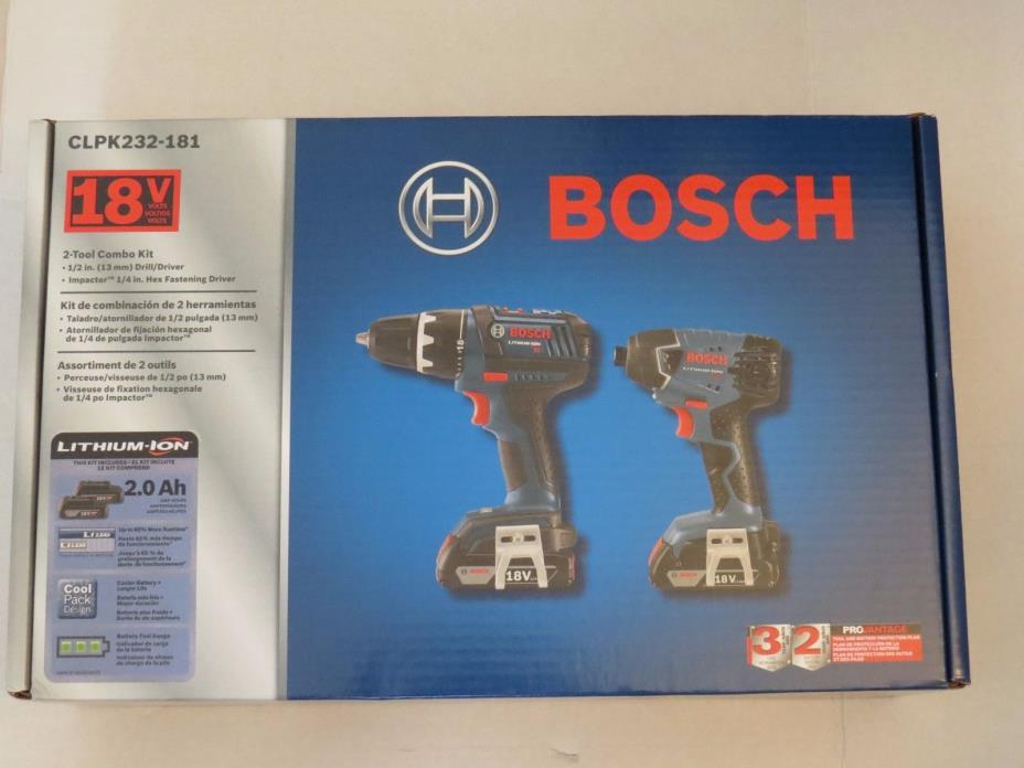 Bosch CLPK232-181 18V 2-Tool Combo Kit (Drill/Driver & Impact Driver) New