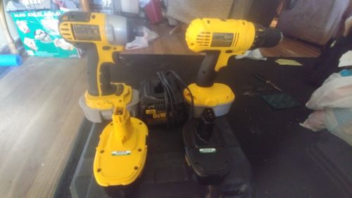 Dewalt 18v impact and driver plus charger, 2 upgraded and 2 regular batteries