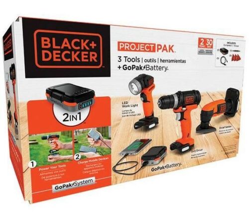 Black and Decker GoPak 12 Volt Cordless 3 Tool Kit