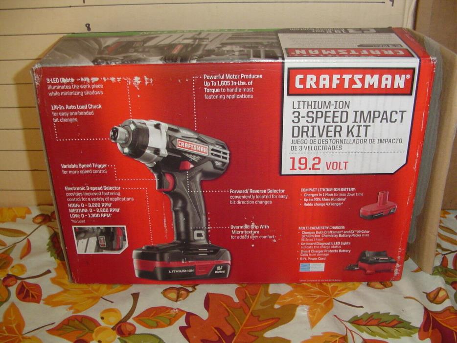 Craftsman C3 19.2V Lithium-Ion 3Speed Impact Driver Kit New Battery & Charger