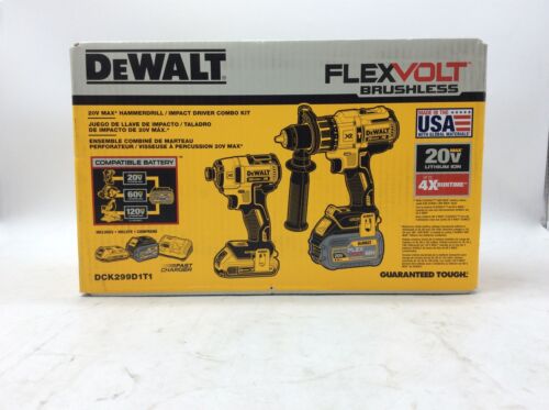 DEWALT DCK299D1T1 20V 20 Volt Flexvolt Li-Ion Cordless Brushless Combo Kit NIB
