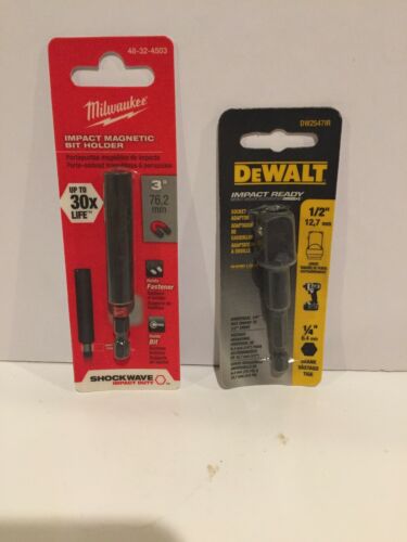 MILWAUKEE IMPACT BIT HOLDER & DeWALT IMPACT 1/2in SOCKET ADAPTOR