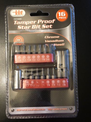 16 Pc Security Tamper Proof 6 Point Star Bit Set Torx Socket Tamperproof Tool !!