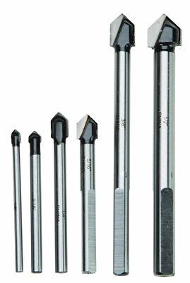Carbide Tip Glass and Tile Cutting Drill Bit Set 6 Pc