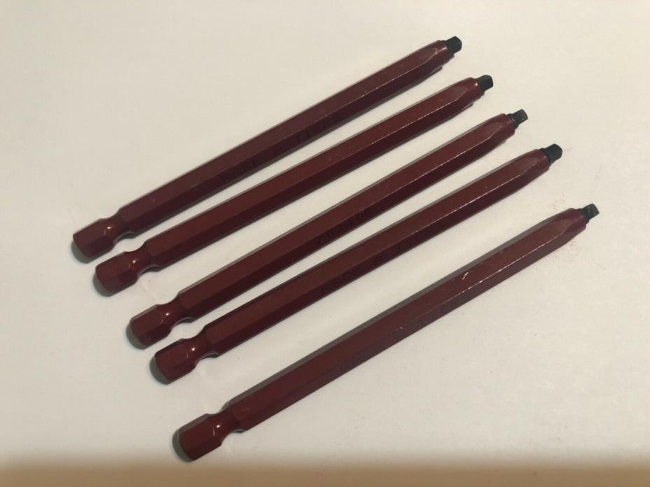 (5) New Rack-A-Tiers 70240R  #2  Square Power Drive Bit , (Red) & Free Shipping
