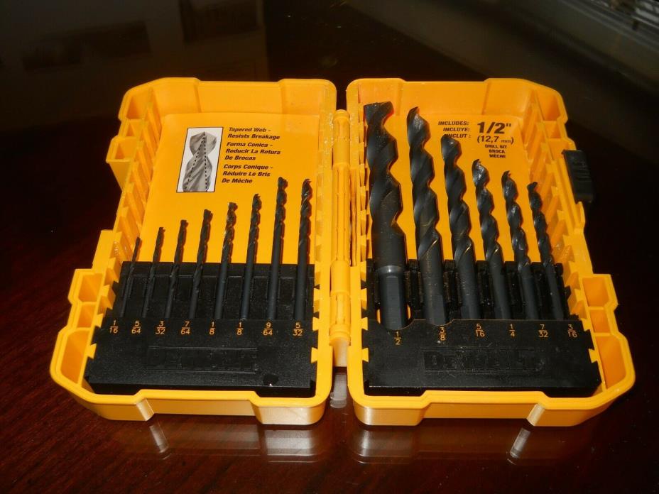 DeWALT 14 PC. BLACK OXIDE DRILL BIT SET • GENERAL PURPOSE DRILLING • TAPERED WEB