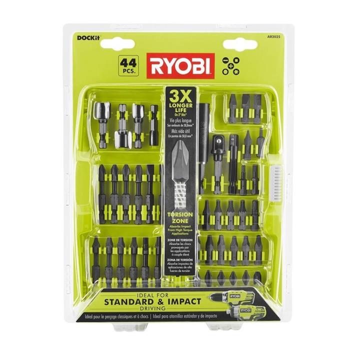 New Ryobi Drill Driver Bits 44 pc Impact Driving Kit with Carrying Storage Case