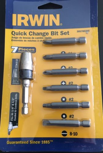 Irwin 7 Piece Quick Change Cordless Drill Bit Set  FREE SHIP
