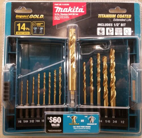 Makita B-65399 14-Piece 1/4-Inch Hex Shank Titanium Impact Gold Drill Bit Set