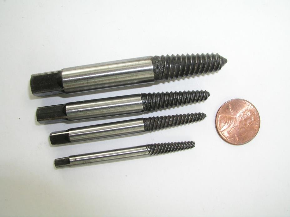 4pc Set Spiral Type Easy Out Screw Extractors, USA Made